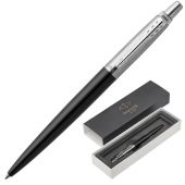 Ручка шариковая PARKER "Jotter Core Bond Street Black CT", корпус черный, детали хром, синяя, 1953184