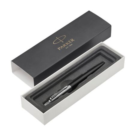Ручка шариковая PARKER "Jotter Core Bond Street Black CT", корпус черный, детали хром, синяя, 1953184