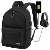 Рюкзак HEIKKI ACTIVE (ХЕЙКИ) универсальный, отделение для ноутбука, USB-порт, черный, 44х31х14 см, 272560