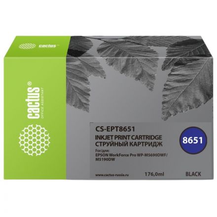 Картридж струйный Cactus CS-EPT8651 T8651 чер.для Epson WF5190