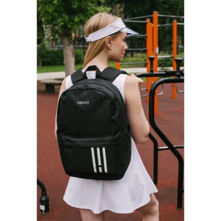Рюкзак HEIKKI ENERGETIC (ХЕЙКИ) универсальный, эргономичный, "Strips", черный, 43х30х16 см, 273860