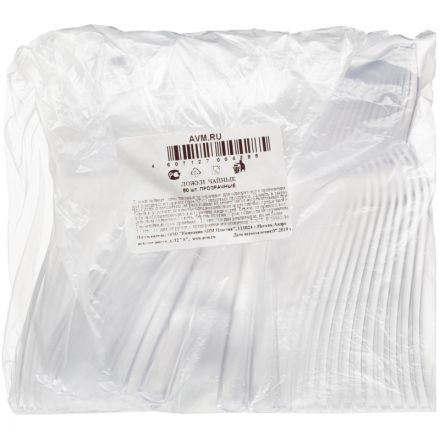 Ложка одноразовая чайная PLMA прозрачная 130 мм 50 штук в упаковке