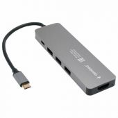 Док-станция GEMBIRD Type-C 5 в 1: 3хUSB3.1, PD100W, HDMI, кабель 17 см, алюминий, UHB-D1 Док-станция GEMBIRD Type-C 5 в 1: 3хUSB3.1, PD100W, HDMI, кабель 17 см, алюминий, UHB-D1