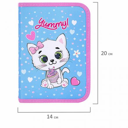Пенал ПИФАГОР, 1 отделение, 2 откидные планки, полиэстер, 20х14 см, "Yummy Cupcakes", 271512 Пенал ПИФАГОР, 1 отделение, 2 откидные планки, полиэстер, 20х14 см, "Yummy Cupcakes", 271512