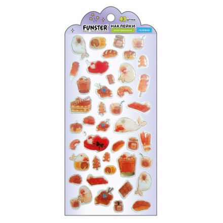 Наклейки гелевые "Аппетитное ассорти", 17,5х9 см, ассорти 6 видов, FUNSTER (ФАНСТЕР), 666083