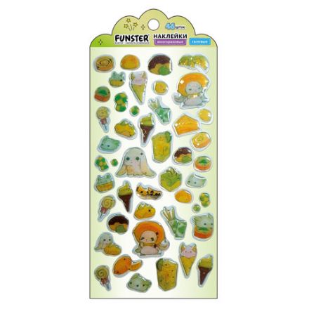Наклейки гелевые "Аппетитное ассорти", 17,5х9 см, ассорти 6 видов, FUNSTER (ФАНСТЕР), 666083