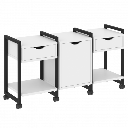 Loft Тумба на колесных опорах наборная. Вариант №6 VR.L-TN-6.K Белый бриллиант/Чёрный металл 1440*460*767 Loft Тумба на колесных опорах наборная. Вариант №6 VR.L-TN-6.K Белый бриллиант/Чёрный металл 1440*460*767