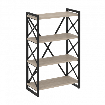 Loft Стеллаж на регулируемых опорах-4 полки VR.L-MST.O-4.8 Дуб аттик/Чёрный металл 800*400*1280