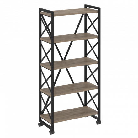 Loft Стеллаж на колесных опорах-5 полок VR.L-MST.K-5.8 Тиквуд тёмный/Чёрный металл 800*400*1704 Loft Стеллаж на колесных опорах-5 полок VR.L-MST.K-5.8 Тиквуд тёмный/Чёрный металл 800*400*1704