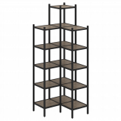 Loft Угловой внутренний стеллаж наборный VR.L-46 Тиквуд тёмный/Чёрный металл 862*862*2280