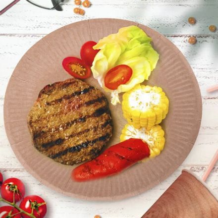 Тарелка одноразовая крафт бумажная 180 мм, КОМПЛЕКТ 100 штук, LAIMA ECO CRAFT, 608087