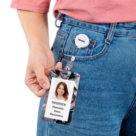 Бейдж вертикальный с 3D-печатью "Отражение" (85х54 мм), с рулеткой, СЛАЙДЕР, FUNSTER (ФАНСТЕР), 238841