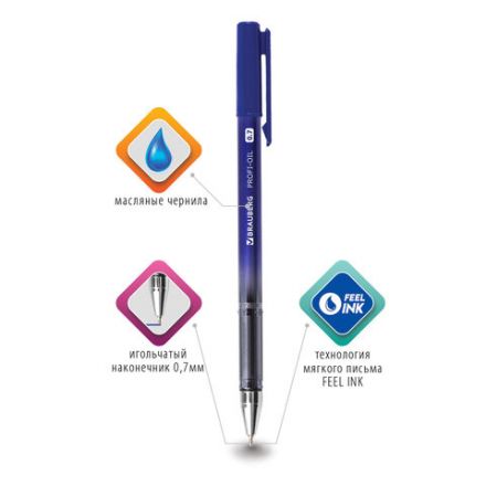 Ручка шариковая масляная BRAUBERG "Profi-Oil", СИНЯЯ, корпус с печатью, узел 0,7 мм, линия письма 0,35 мм, 141632 Ручка шариковая масляная BRAUBERG "Profi-Oil", СИНЯЯ, корпус с печатью, узел 0,7 мм, линия письма 0,35 мм, 141632