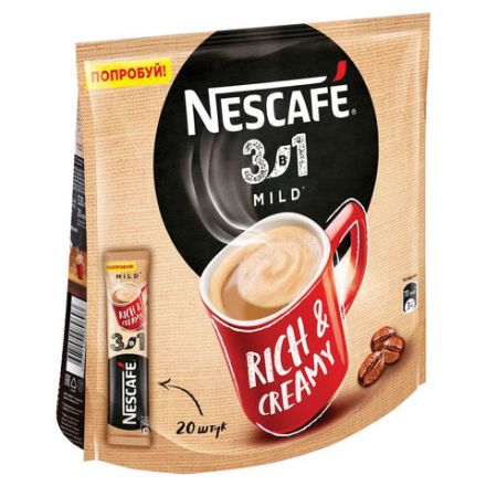 Кофе растворимый порционный NESCAFE "3 в 1 Мягкий", КОМПЛЕКТ 20 пакетиков по 14,5 г, 12460876 Кофе растворимый порционный NESCAFE "3 в 1 Мягкий", КОМПЛЕКТ 20 пакетиков по 14,5 г, 12460876