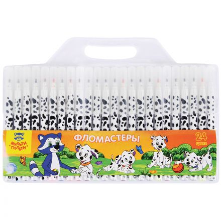 Фломастеры Мульти-Пульти "Енот и далматинцы", 24цв., смываемые, блистер Фломастеры Мульти-Пульти "Енот и далматинцы", 24цв., смываемые, блистер