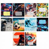 Тетрадь 12 л. ЮНЛАНДИЯ, клетка, обложка картон, МИКС-1, 107272