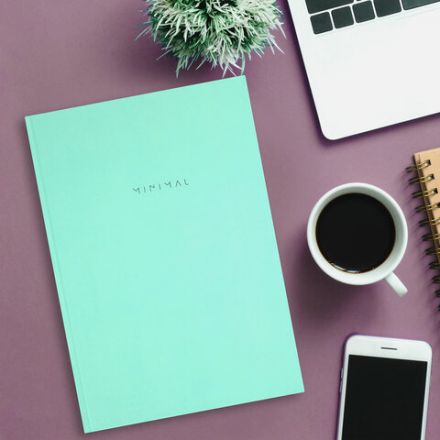 Блокнот БОЛЬШОЙ ФОРМАТ 200х290 мм, А4, 80 л., твердый, клетка, BRAUBERG "Minimal", мятный, 116435