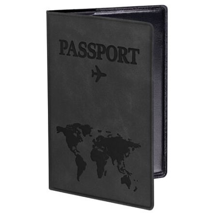 Обложка для паспорта "Passport Map", мягкая экокожа, графитовая, STAFF, 238875