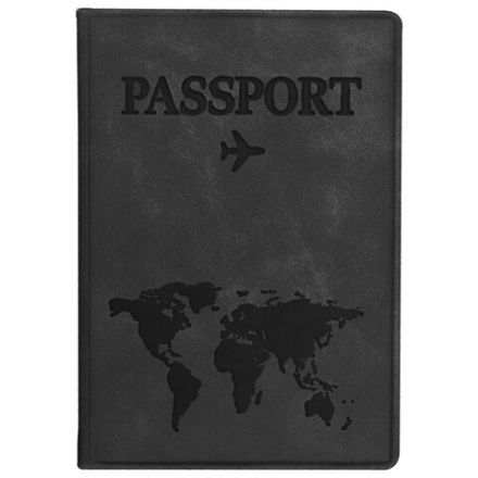 Обложка для паспорта "Passport Map", мягкая экокожа, графитовая, STAFF, 238875