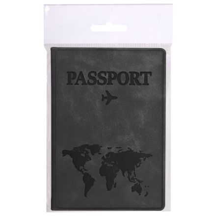 Обложка для паспорта "Passport Map", мягкая экокожа, графитовая, STAFF, 238875