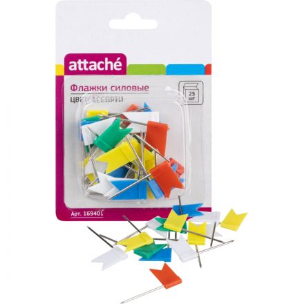 Кнопки силовые Attache Флажки ассорти (24 мм, 25 штук в упаковке)