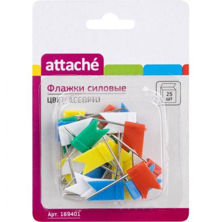 Кнопки силовые Attache Флажки ассорти (24 мм, 25 штук в упаковке)