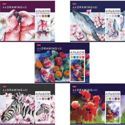 Альбом для рисования, А4, 48 листов, скоба, обложка картон, HATBER, 205х290 мм, "Акварельная палитра", 067588, 48А4В Альбом для рисования, А4, 48 листов, скоба, обложка картон, HATBER, 205х290 мм, "Акварельная палитра", 067588, 48А4В