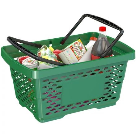 Корзина покупательская EVR_JAZZ 410262 пластик зеленый 28л усилен. дно 2руч Корзина покупательская EVR_JAZZ 410262 пластик зеленый 28л усилен. дно 2руч