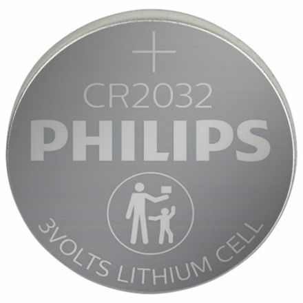 Батарейка литиевая PHILIPS Lithium CR2032, таблетка, дисковая, кнопочная, 1 шт., блистер (отрывной блок), Б0064640