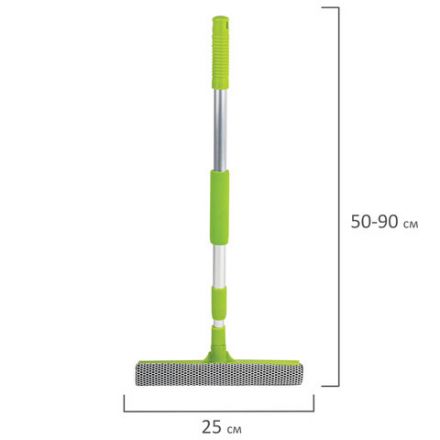 Окномойка ЛЮБАША, алюминиевая телескопическая ручка 50-90 см, рабочая часть 25 см (стяжка, губка, ручка), 603613 Окномойка ЛЮБАША, алюминиевая телескопическая ручка 50-90 см, рабочая часть 25 см (стяжка, губка, ручка), 603613