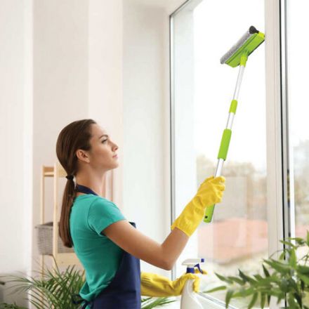 Окномойка ЛЮБАША, алюминиевая телескопическая ручка 50-90 см, рабочая часть 25 см (стяжка, губка, ручка), 603613 Окномойка ЛЮБАША, алюминиевая телескопическая ручка 50-90 см, рабочая часть 25 см (стяжка, губка, ручка), 603613