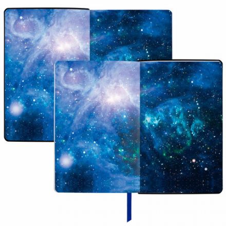 Ежедневник недатированный А5 (138х213 мм), BRAUBERG VISTA, под кожу, гибкий, 136 л., "SpaceX", 111994