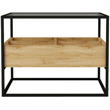 Стол журнальный KF_Кассо СЖ01 (8008481201)мет.черн./стекло/дуб вотан