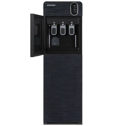 Кулер для воды SONNEN FSE-03Bi напольный, нагрев/охлаждение, НИЖНЯЯ ЗАГРУЗКА, 3 крана, графит, 455744