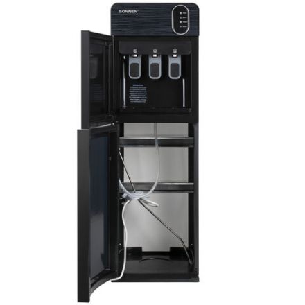 Кулер для воды SONNEN FSE-03Bi напольный, нагрев/охлаждение, НИЖНЯЯ ЗАГРУЗКА, 3 крана, графит, 455744