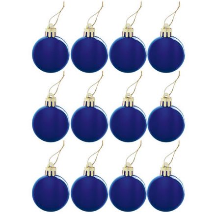 Шары ёлочные 12 шт., 4 см, "Solid Color", пластик, СИНИЕ, глянец, ЗОЛОТАЯ СКАЗКА, 591122
