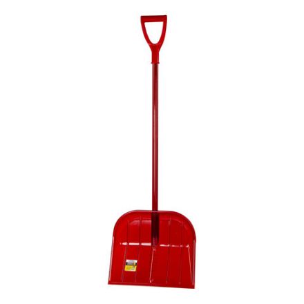 Лопата снеговая 44х38 см "ПОЛИКАРБОНАТ" ГРАНДМАСТЕР, ПРОЧНАЯ, алюминиевый черенок с V-ручкой 130 см, цвет красный, 606625