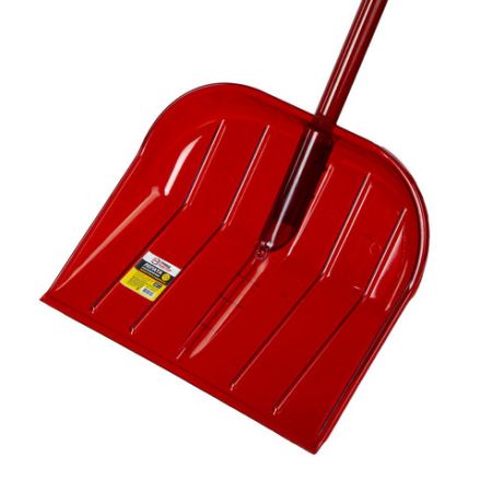 Лопата снеговая 44х38 см "ПОЛИКАРБОНАТ" ГРАНДМАСТЕР, ПРОЧНАЯ, алюминиевый черенок с V-ручкой 130 см, цвет красный, 606625