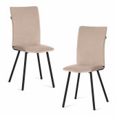 Стул обеденный La Rousse (2 шт. в упаковке) NEW, велюр, бежевый/черный, 7, 45х55х93 см