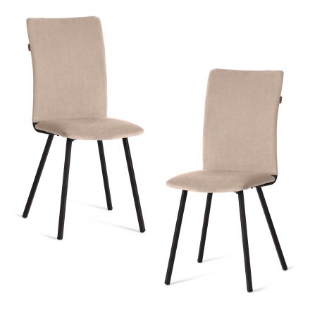 Стул обеденный La Rousse (2 шт. в упаковке) NEW, велюр, бежевый/черный, 7, 45х55х93 см