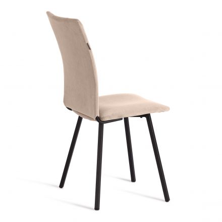 Стул обеденный La Rousse (2 шт. в упаковке) NEW, велюр, бежевый/черный, 7, 45х55х93 см