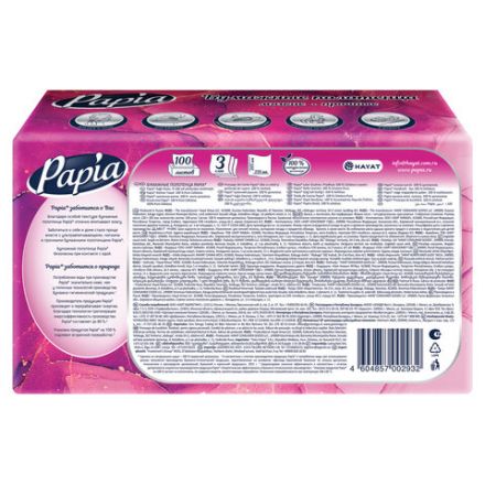 Полотенца бумажные (1 пачка – 100 листов), PAPIA (H3), UNIT PACK, 3-слойные, 23х20,5 см, V-сложение, 5090823