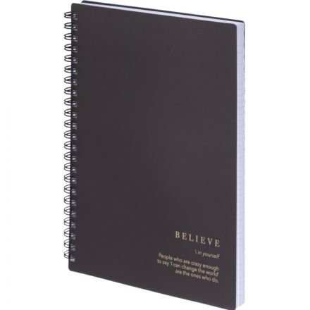 Тетрадь общая, BS, А5, 120л., клетка, спираль. Believe, черный N4200