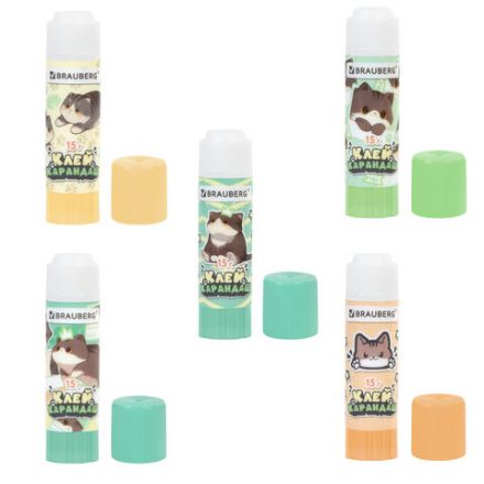 Клей-карандаш 15 г, кросс-серия "МИЛЫЕ КОТЫ", ассорти, BRAUBERG, 273228