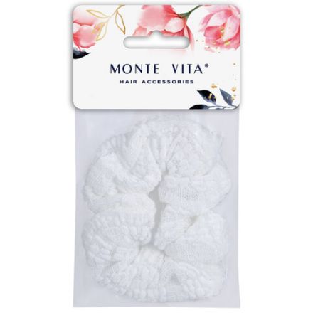 Резинка для волос 3х22 см, скранч, белый, MONTE VITA (МОНТЕ ВИТА), 457121