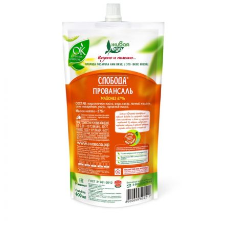 Майонез Слобода Московская Провансаль 67% 400 мл Рег
