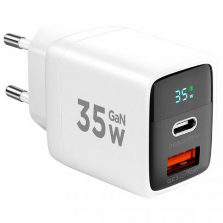 Зарядное устройство сетевое (220В) CABLEXPERT, дисплей, 35 Вт GaN, QC4/PD3, 1хUSB, 1хType-C, MP3A-PC-52 Зарядное устройство сетевое (220В) CABLEXPERT, дисплей, 35 Вт GaN, QC4/PD3, 1хUSB, 1хType-C, MP3A-PC-52