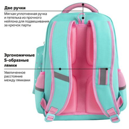 Рюкзак ЮНЛАНДИЯ COMPLETE с пеналом в комплекте, эрго-спинка, "Yummy cat", 42х29х14 см, 270663