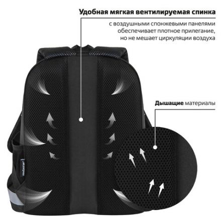 Ранец ПИФАГОР EVA BASIC, 1 отделение, эргономичная спинка, "Big wheels", 39х30х16 см, 271378