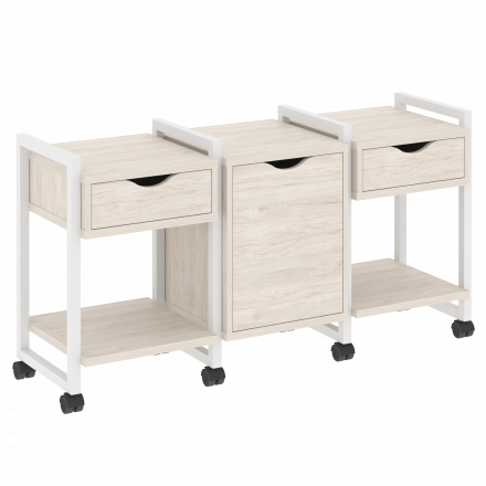 Loft Тумба на колесных опорах наборная. Вариант №6 VR.L-TN-6.K Денвер светлый/Белый металл 1440*460*767 Loft Тумба на колесных опорах наборная. Вариант №6 VR.L-TN-6.K Денвер светлый/Белый металл 1440*460*767